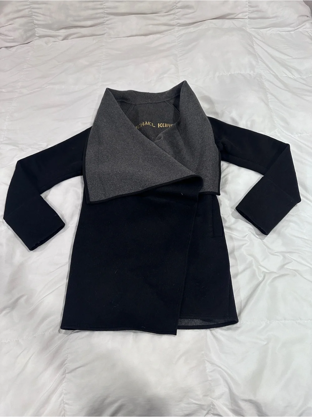 Michael Kors Black Coat with Gray Shawl Collar